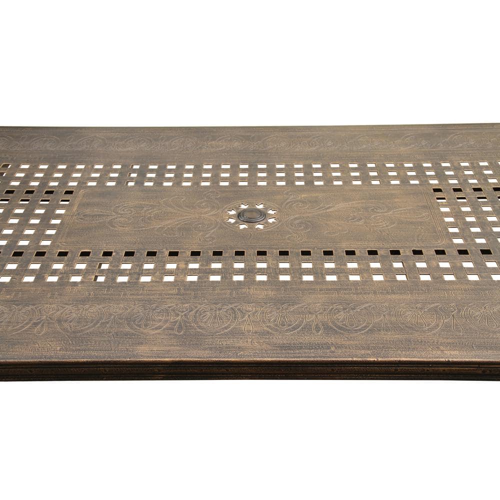 95" Bronze Aluminum Rectangular Patio Dining Set with Eight Arm Chairs