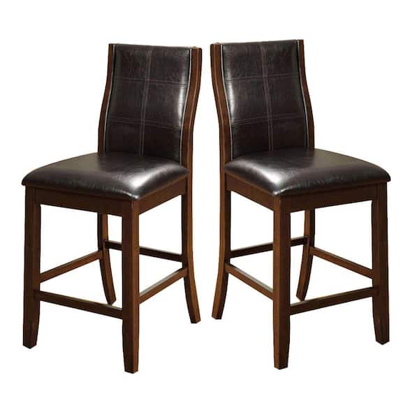 Benjara Townsend II Leatherette Brown Parson Chair Counter Height Chair (Set Of 2)