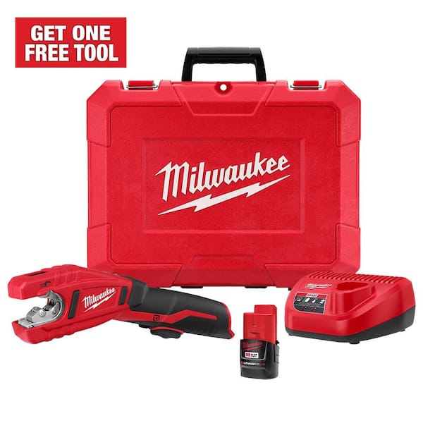 Milwaukee M12 12V Lithium-Ion Cordless Copper Tubing Cutter Kit with 1.5 Ah Battery, Charger and Hard Case