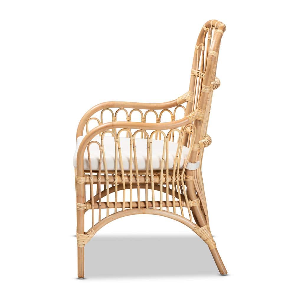 Handcrafted White Rattan Spindle Accent Chair