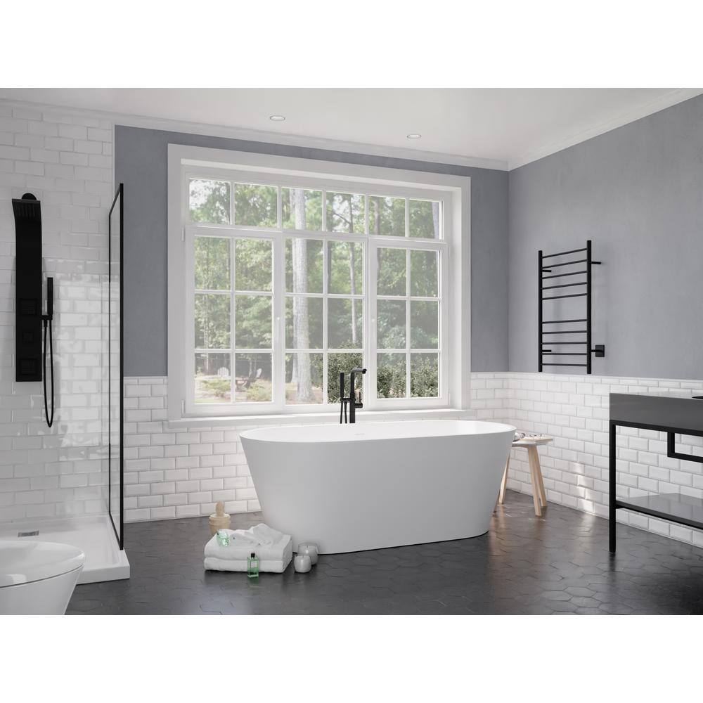 Roccia 61.4'' White Solid Surface Freestanding Bathtub