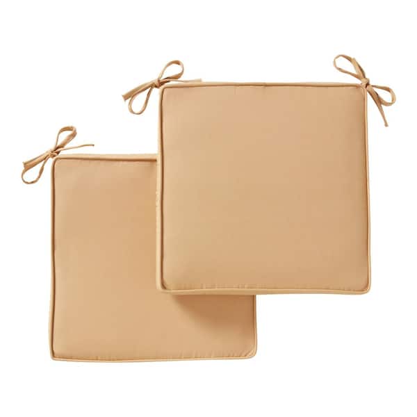 Greendale Home Fashions Sunbrella Canvas Wheat Square Reversible Outdoor Seat Cushion (2-Pack)