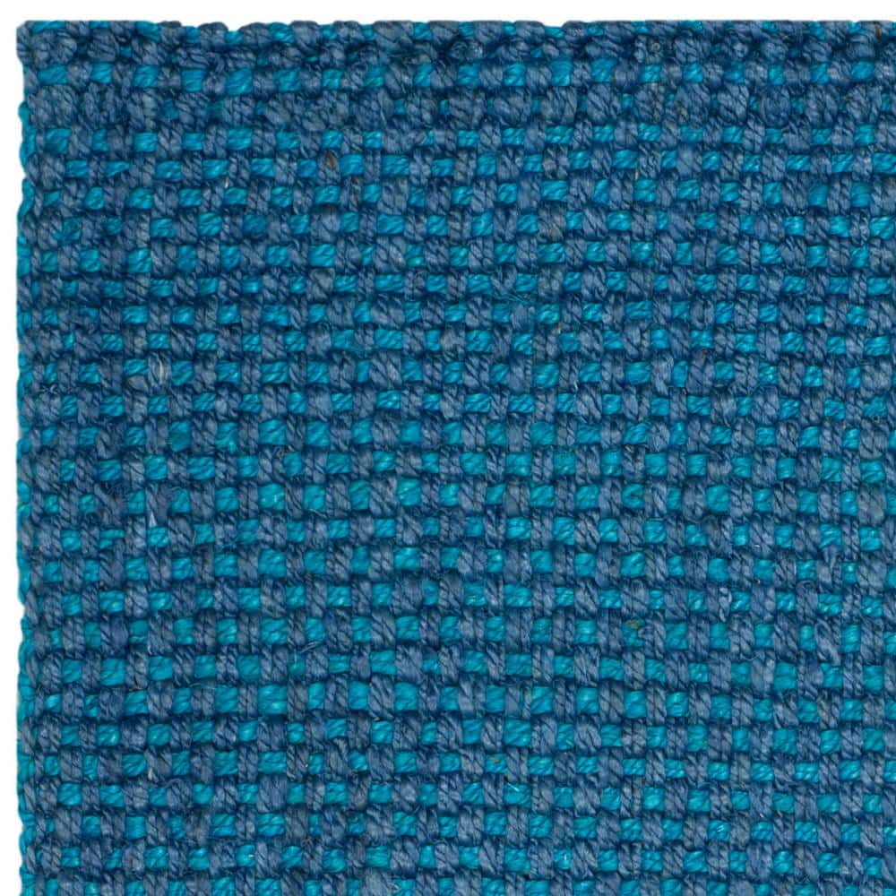 Hand-Knotted Blue Jute Rectangular Rug, 6' x 9'