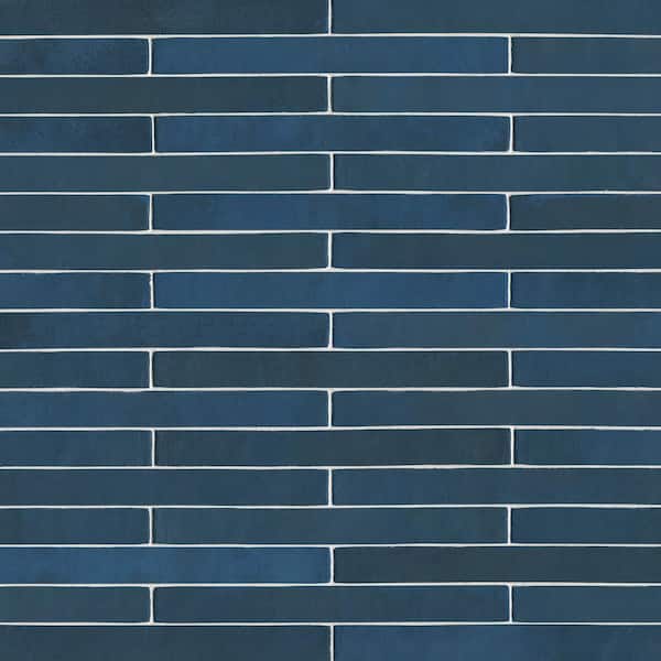 Maestro Navy Brick 2 in. x 18 in. Polished Porcelain Floor and Wall Tile (8 sq. ft./Case)
