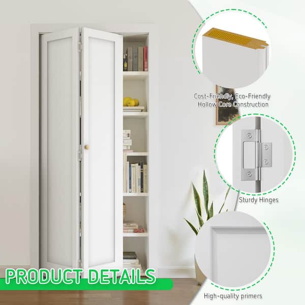 SOCBAZZAR 32 in. x 78.4 in. 1-Panel Hollow Core White Primed