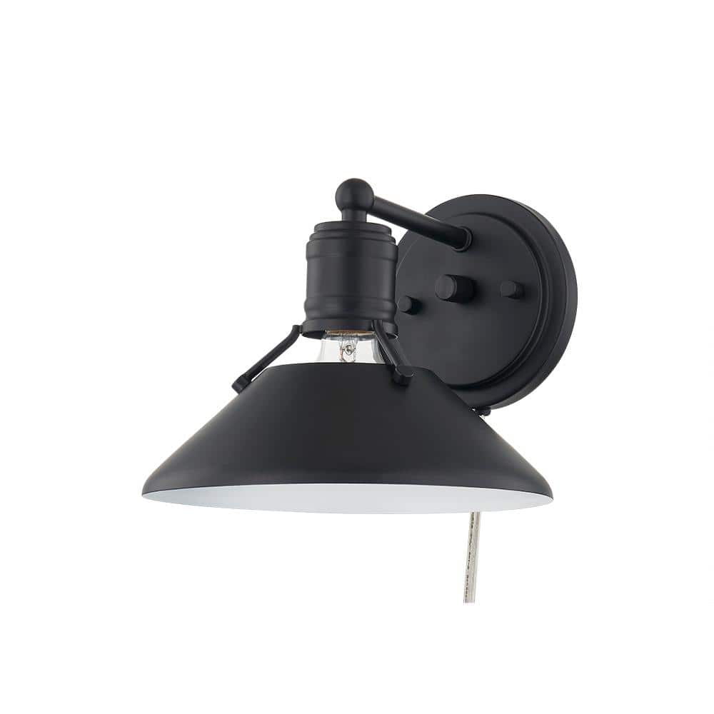 Feldner One Light Wired Sconce Matte Black Finished And White Finish Inside The Metal Shade price history on PriceWatchPro