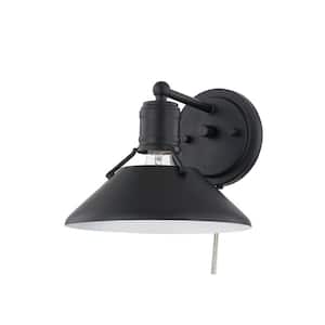 Feldner One Light Wired Sconce Matte Black Finished And White Finish Inside The Metal Shade