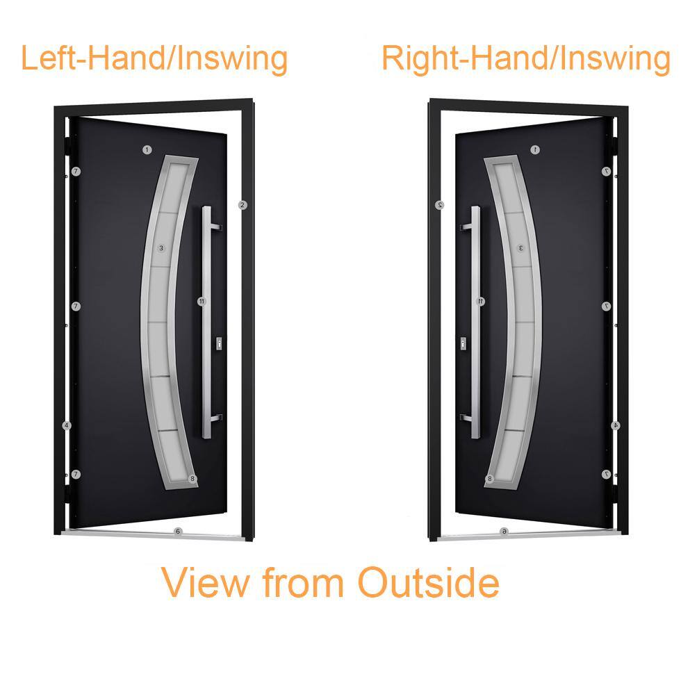 Modern Black Enamel Metal Exterior Prehung Door with Sidelites