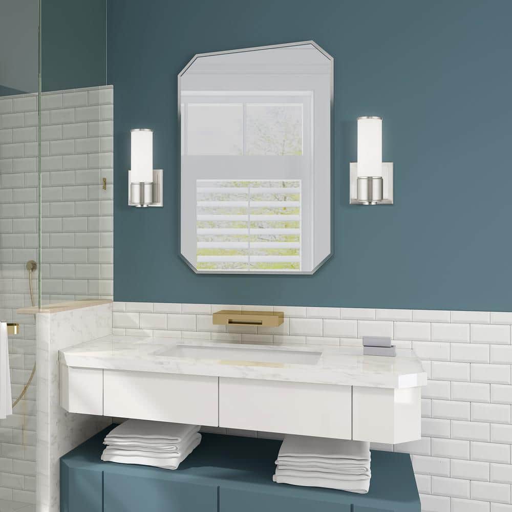 Elegant Brushed Nickel 1-Light Vanity Sconce with Satin Opal Glass