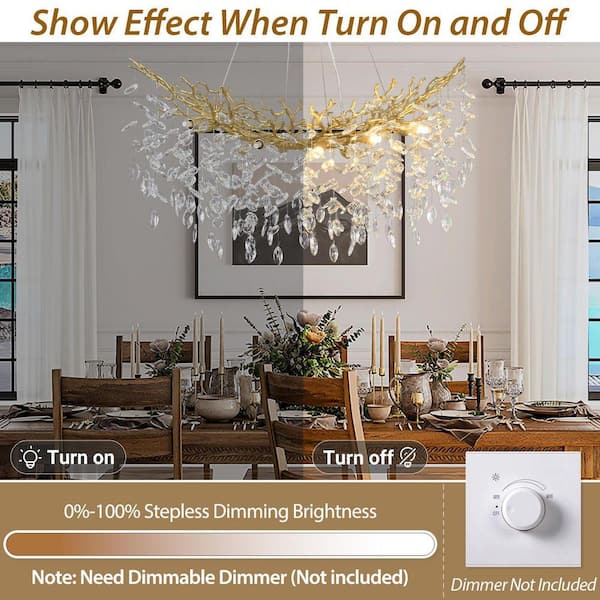 PUYRNF 36 in. 10-Light Dimmable LED Crystal Kitchen Island