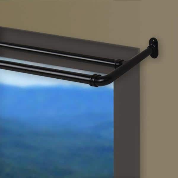 5/8 inch Adjustable Double Blackout Curtain Rod 84-120 inch - Black
