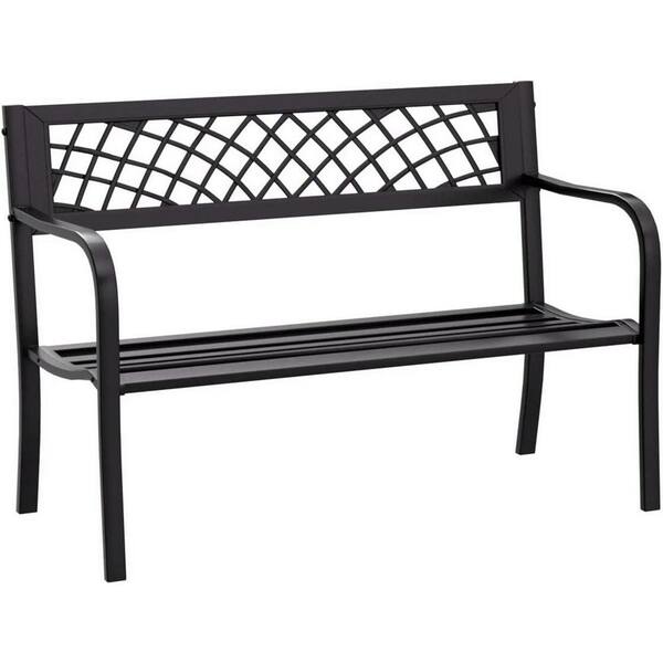 45.5 in. Black Park Terrace Metal Bench, Bench B08CN5BJ4Z The Home Depot