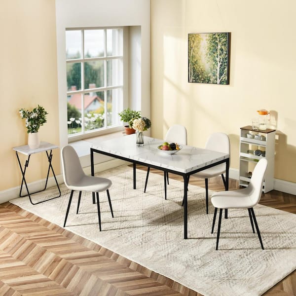 Pedestal Table with Four Sky Blue Kool Series Chairs, Round, 36