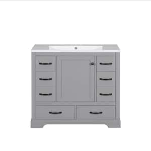 Byna 36 in. W. x 18 in. D x 34 in. H Single Sink Freestanding Bath Vanity in Grey with White Ceramic Top