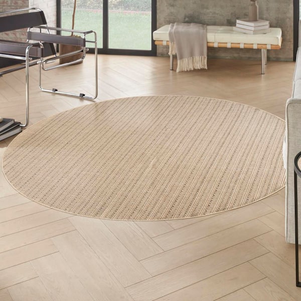 Tulum Taupe 8 ft. Round x 8 ft. All-Over Design Contemporary Round Area Rug
