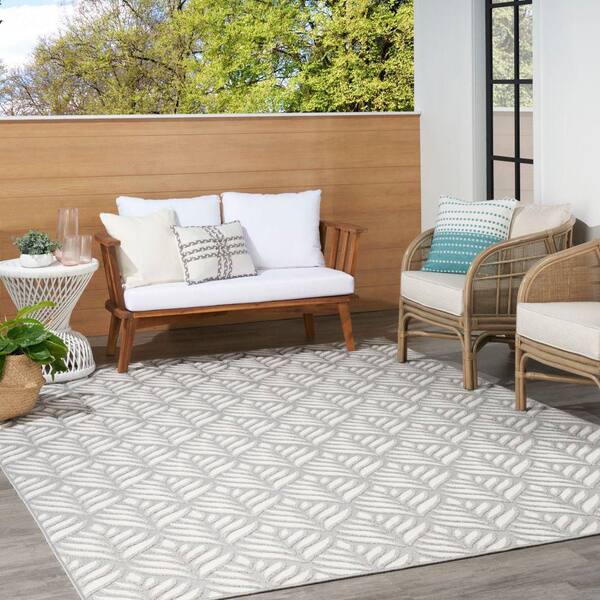 Aloha Grey 8 ft. x 11 ft. Botanical Contemporary Area Rug
