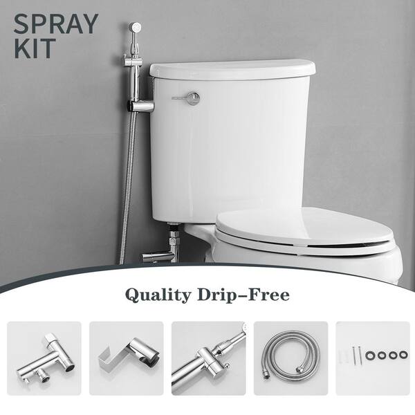 Wall Mount Handheld Bidet Sprayer - Hot & Cold Water Toilet Spray Set With Chrome Finish