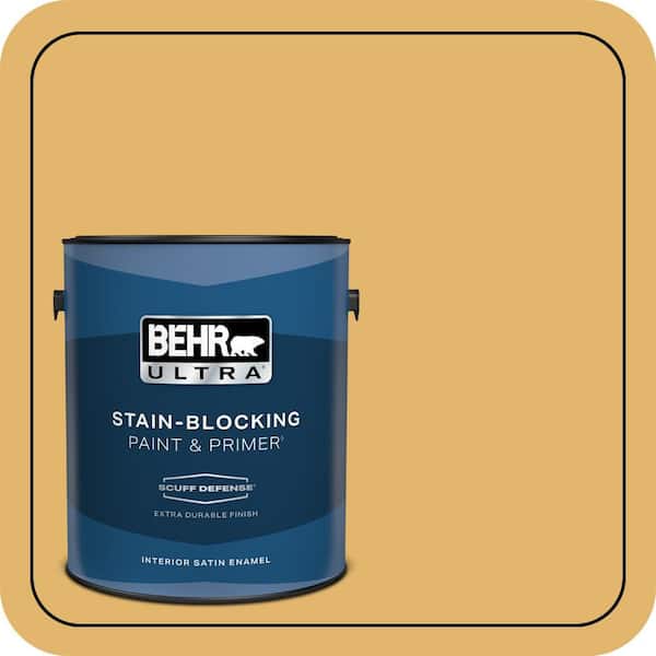 BEHR ULTRA 1 gal. #M290-5 English Custard Extra Durable Satin Enamel Interior Paint & Primer