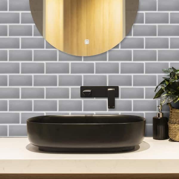 Loures Grey Subway Peel and Stick Tile Decal Kitchen Bath Backsplash Wall  Tile Floor Removable Waterproof Stickers for Renters 