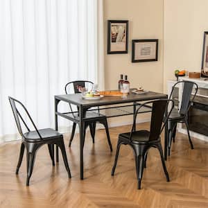 Black Steel Stackable Dining Chair (Set of 4 )