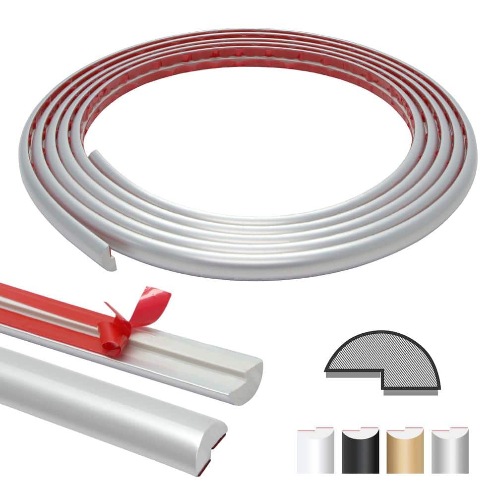 Matte Silver 15 Feet Self-Adhesive PVC Backsplash Trim