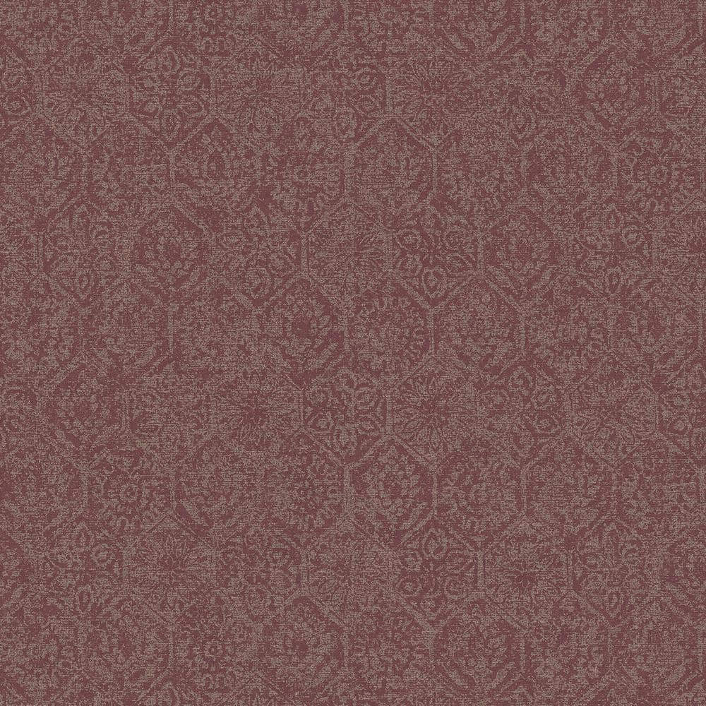 Edsel Maroon Geometric Non-Pasted Vinyl Wallpaper