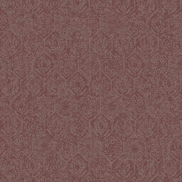 Advantage Edsel Maroon Geometric Non-Pasted Vinyl Wallpaper