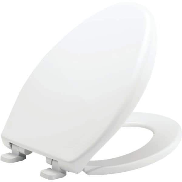 Generic - Hospitality Commercial Elongated Slow Close Closed Front Plastic Toilet Seat in White Never Loosens and DuraGuard