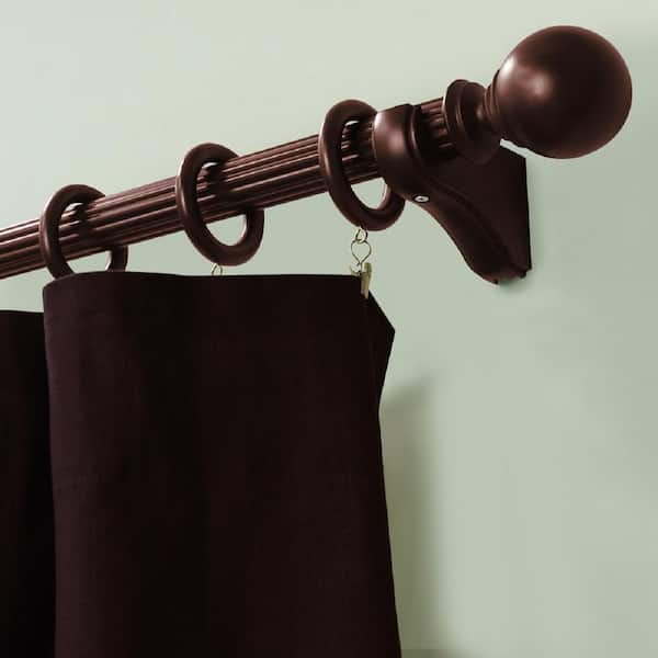 Large Wooden Curtain Pole Set Include Rings Clips Finials balls Rail Door Home 