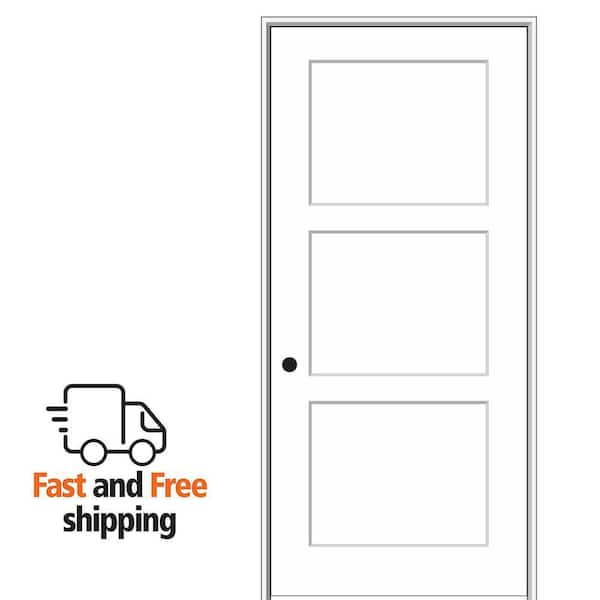 MMI DOOR 32 in. x 80 in. Smooth Birkdale 3 Panel Right-Hand Solid