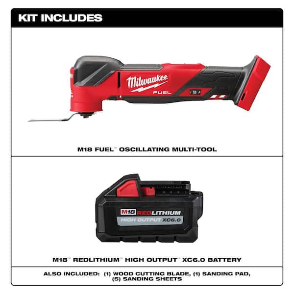 M18 FUEL 18V Lith-Ion Cordless Brushless Oscillating Multi-Tool w/ (1) HIGH OUTPUT 6.0 Ah Battery