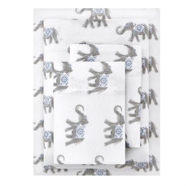 Stylewell Jersey Knit Cotton Blend Twin Sheet Set In Elephant Cn50tshtseeleph The Home Depot