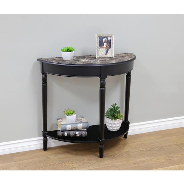 Homecraft Furniture 32 in. Black Standard Half Moon Wood Console Table with Storage