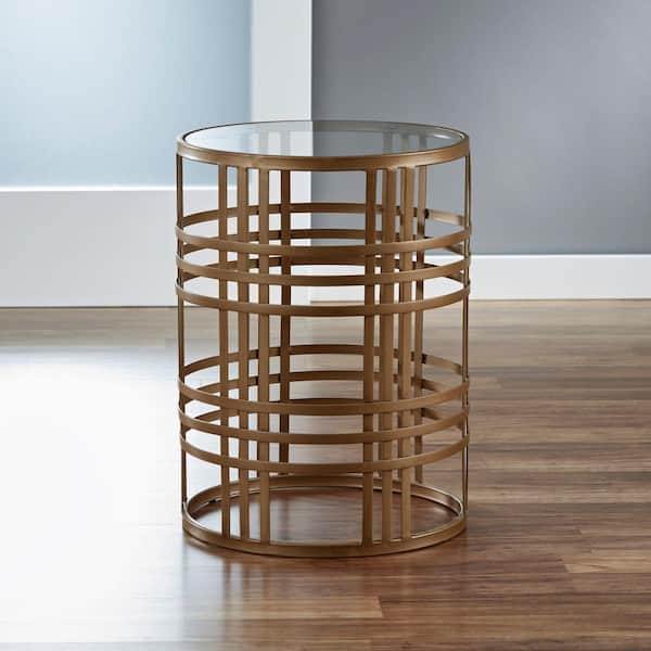 FirsTime 22 in. Gold Weave Side Table