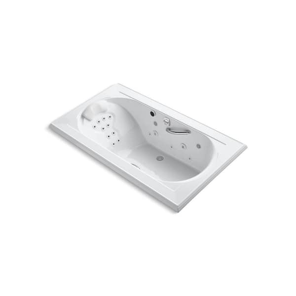 Memoirs 72 in. x 42 in. Rectangular Whirlpool Bathtub with Center Drain in White