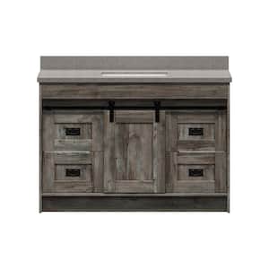 Barnstable 48 in. W x 22 in. D Vanity in Driftwood Gray with Cultured Marble Vanity Top in Pewter with White Basin