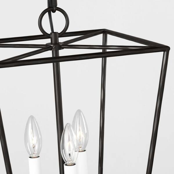 Generation Lighting - Viota Small 3-Light Aged Iron Dining Room Entry Hallway Transitional Pendant Light