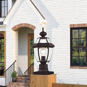 Aston 16.5 in. 1-Light Bronze Cast Brass Hardwired Outdoor Rust Resistant Post Light with No Bulbs Included