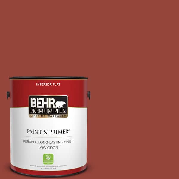 BEHR PREMIUM PLUS 1 gal. #PPU2-17 Morocco Red Flat Low Odor Interior Paint & Primer