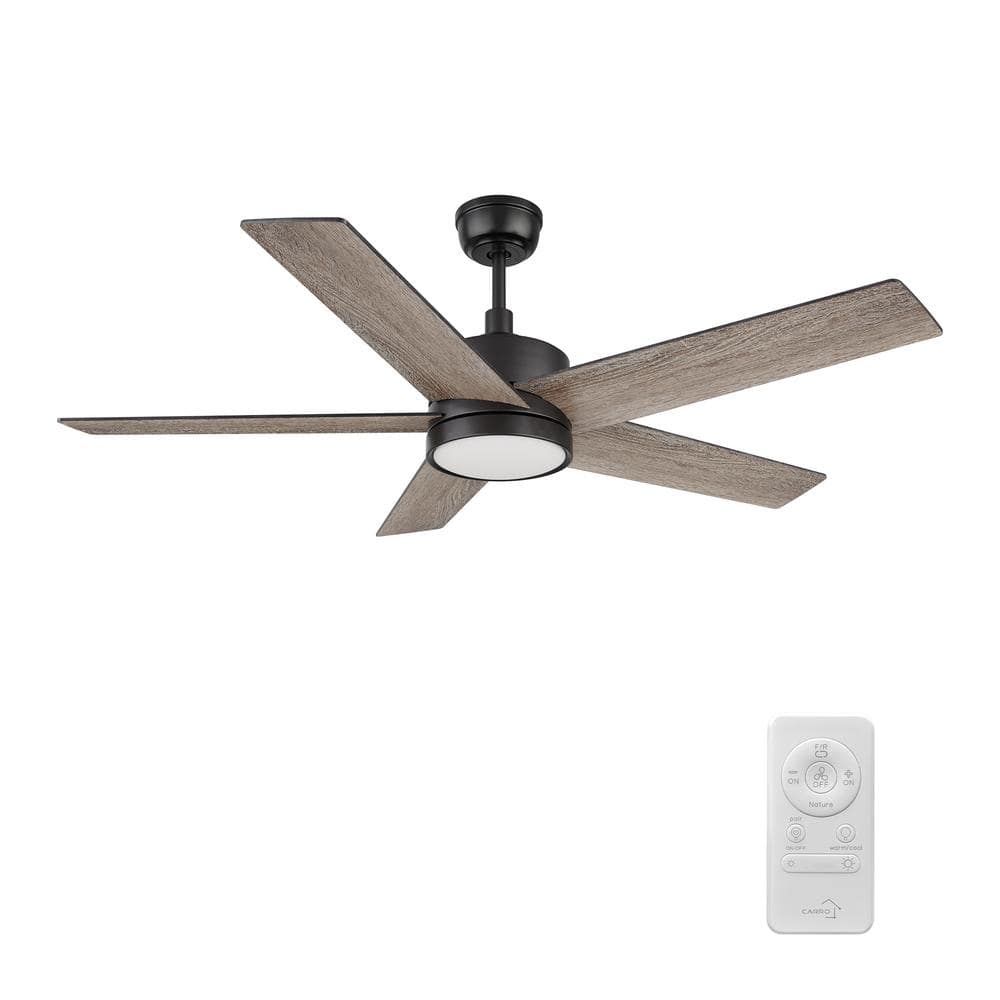 Trafford 52 in. Color Changing Integrated LED Indoor Matte Black 10-Speed DC Ceiling Fan with Light Kit/Remote Control price history on PriceWatchPro
