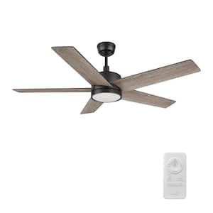 Trafford 52 in. Color Changing Integrated LED Indoor Matte Black 10-Speed DC Ceiling Fan with Light Kit/Remote Control