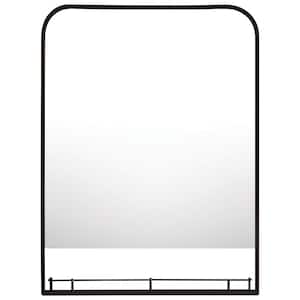 Bella 24 in. W x 32 in. H Rectangular Framed Wall Mount Bathroom Vanity Mirror Integrated Shelf in Matte Black