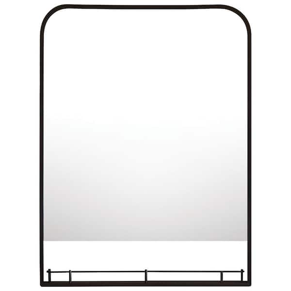 Dreamwerks Bella 24 in. W x 32 in. H Rectangular Framed Wall Mount Bathroom Vanity Mirror Integrated Shelf in Matte Black