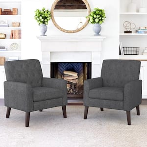 Gray Accent Arm Chair Comfy Living Room Chairs for Bedrooms(Set of 2)