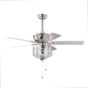 52 in. Indoor Silver Ceiling Fan with E26 Sockets and Reversible Blades for Living Room