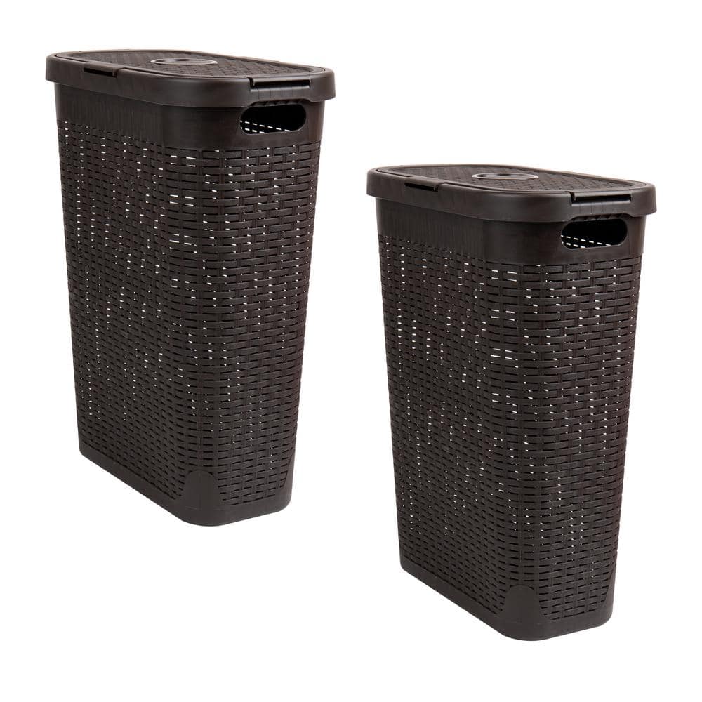 Mind Reader Set Of 2 40l Laundry Basket With Cut Out Handles Light Brown :  Target