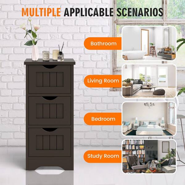 Costway Wooden 4 Drawer Bathroom Cabinet Storage Cupboard 2