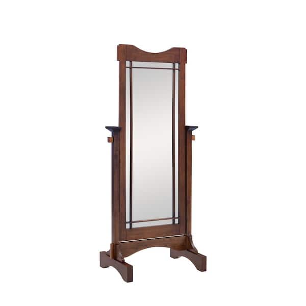 Large Oak Wood Tilting Mission Mirror (60 in. H X 25.25 in. W)