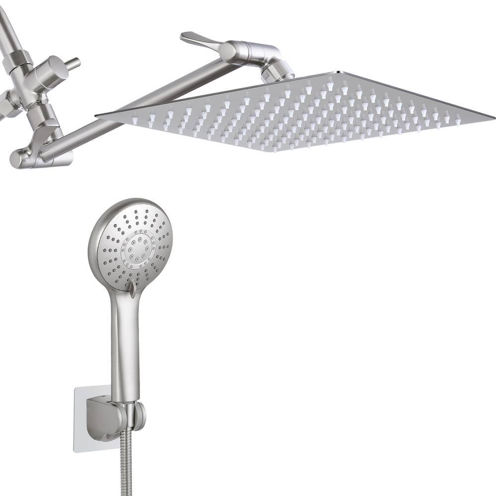8-Spray Patterns 10 in. Wall Mount Dual Shower Head and Handheld Shower Hea