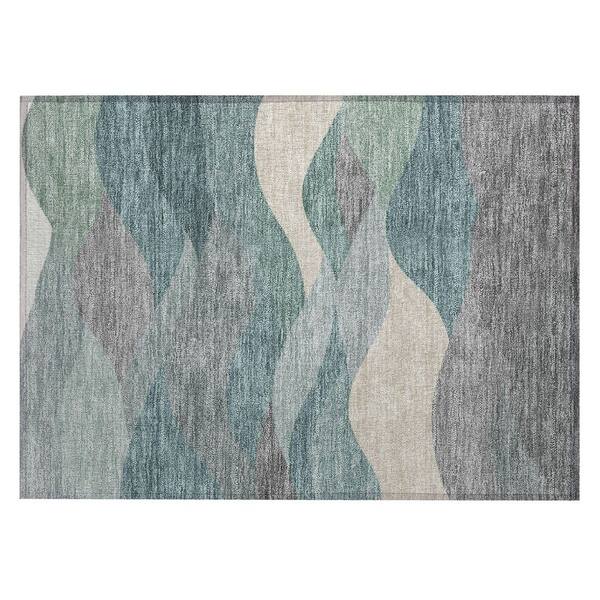Chantille Machine Washable Indoor/Outdoor Abstract ACN2378 Teal 2 ft. x 3 ft. Accent Rug